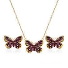 Creative Colorful Crystal Butterfly Pendant Jewelry Set